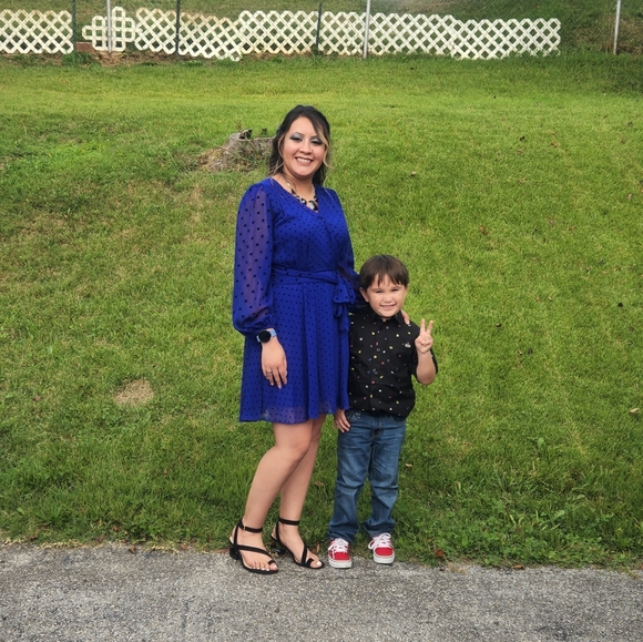 Beautiful blue dres with black dots, worn once. Excellent condition - Picture 5 of 5